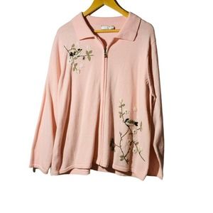 Allison Daley Women's Pink Full Zip Sweater Top